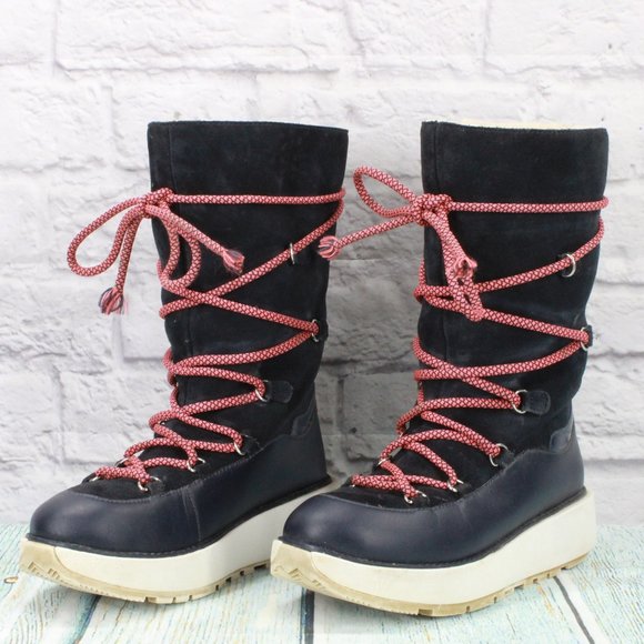 Fitflop Skandi Black Suede Wool Lined Pull On Winter Boots Size 6.5 - Picture 2 of 9